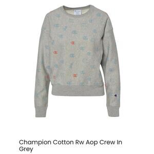 $77 Champion Women's Reverse Weave Cropped Cut Off Crew Gray Orange Small 0129